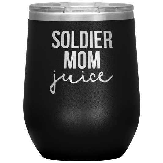 Soldat Maman Vin Tumbler, Soldier Mom Cadeaux, Travel Wine Cup, Cadeaux d’anniversaire pour les hommes et les femmes