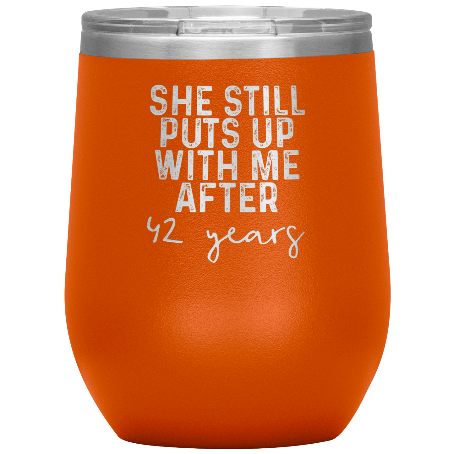 42nd Anniversary Wine Tumbler, Gifts, Travel Wine Cup, Birthday Gifts for Men and Women