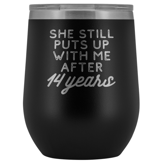 14th Anniversary Gift 14 Anni Anniversario di Matrimonio Anniversario Vino Tumbler Regali Divertenti Marito per Lui Anniversario per Men Cup