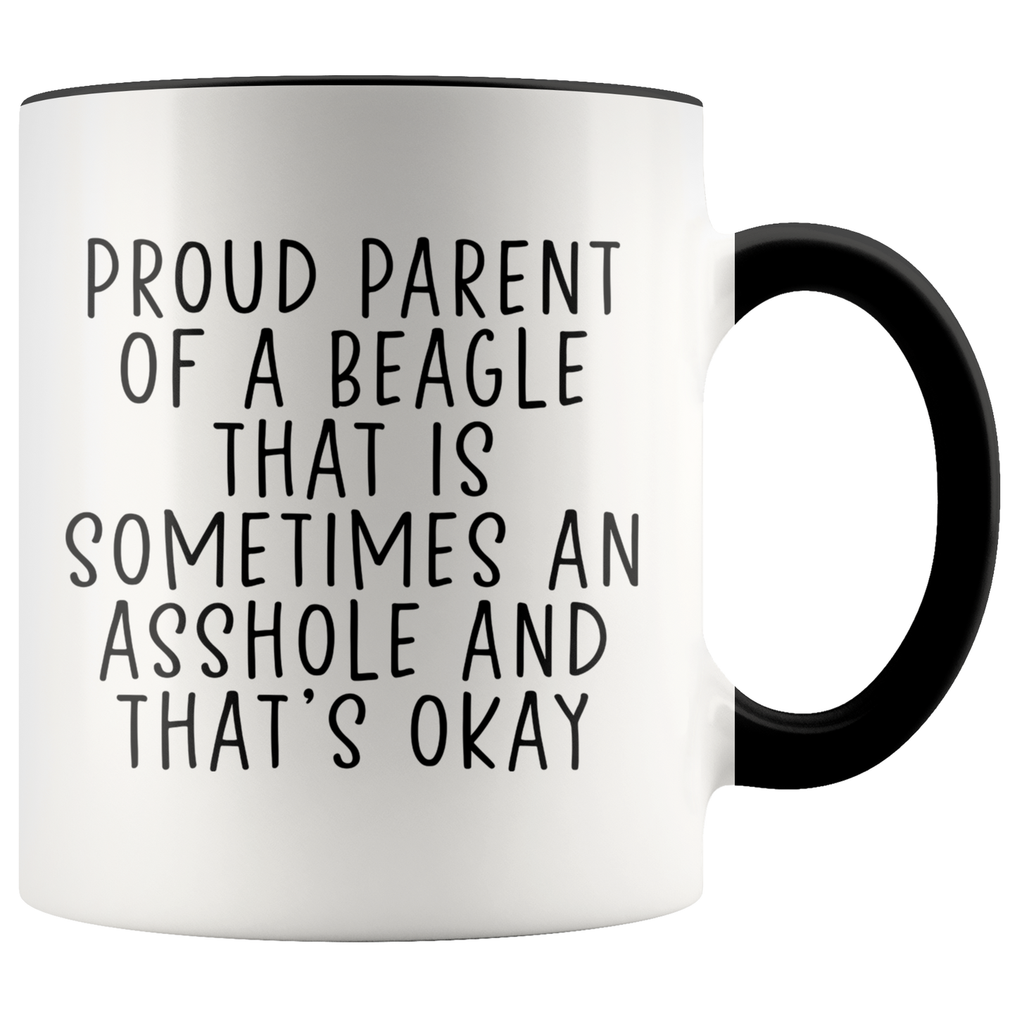 Beagle Mom Dad Gifts, Beagle Lover Coffee Mug, Two Tone Accent Cup, Birthday Gift for Men and Women