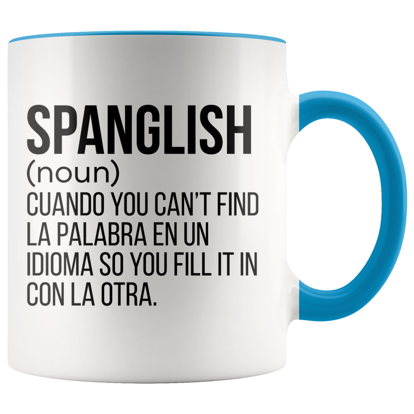 Spanglish Mug, Mexican Coffee Mugs, Spanish Teacher Gifts, Ceramic Cup, Puerto Rico Gift, Venezuelan Mug