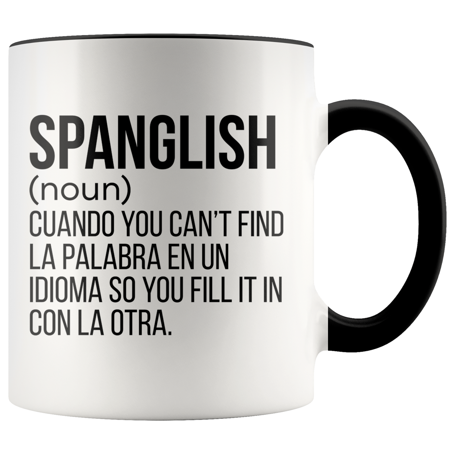 Spanglish Mug, Mexican Coffee Mugs, Spanish Teacher Gifts, Ceramic Cup, Puerto Rico Gift, Venezuelan Mug