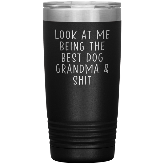 Chien Grandma Tumbler, Cadeaux de grand-mère de chien, tasse de café de grand-mère de chien, cadeaux d’anniversaire pour des hommes et des femmes