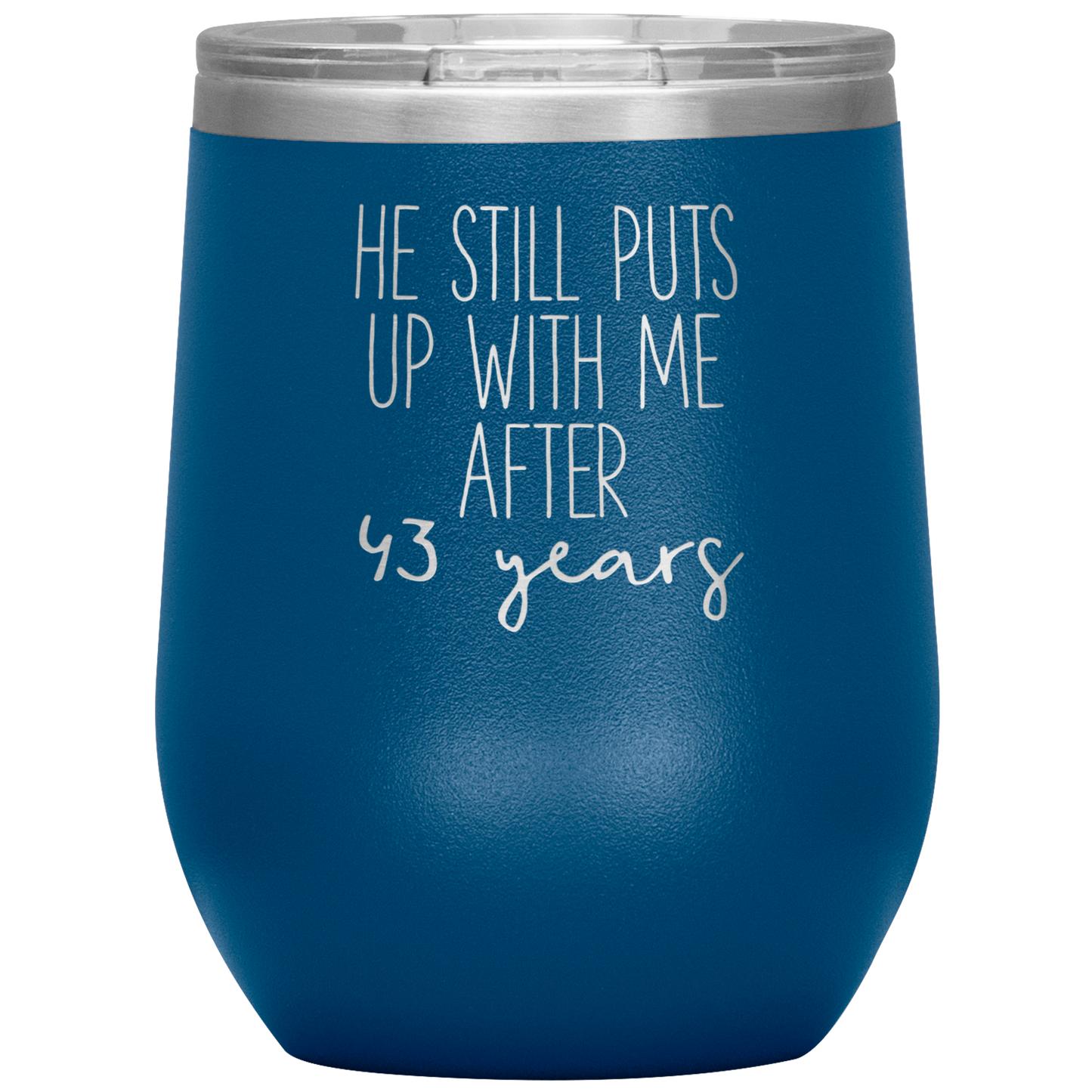 43rd Anniversary Wine Tumbler, Gifts, Travel Wine Cup, Birthday Gifts for Men and Women