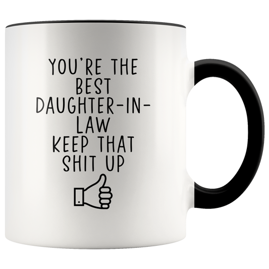 Daughter in Law Gifts, Coffee Mug, Two Tone Accent Cup, Birthday Gift for Men and Women