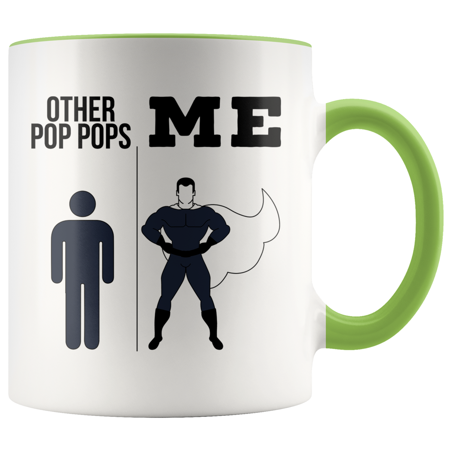 Pop Pop Gifts, Pop Pop Coffee Mug, Two Tone Accent Cup, Birthday Gift for Men and Women