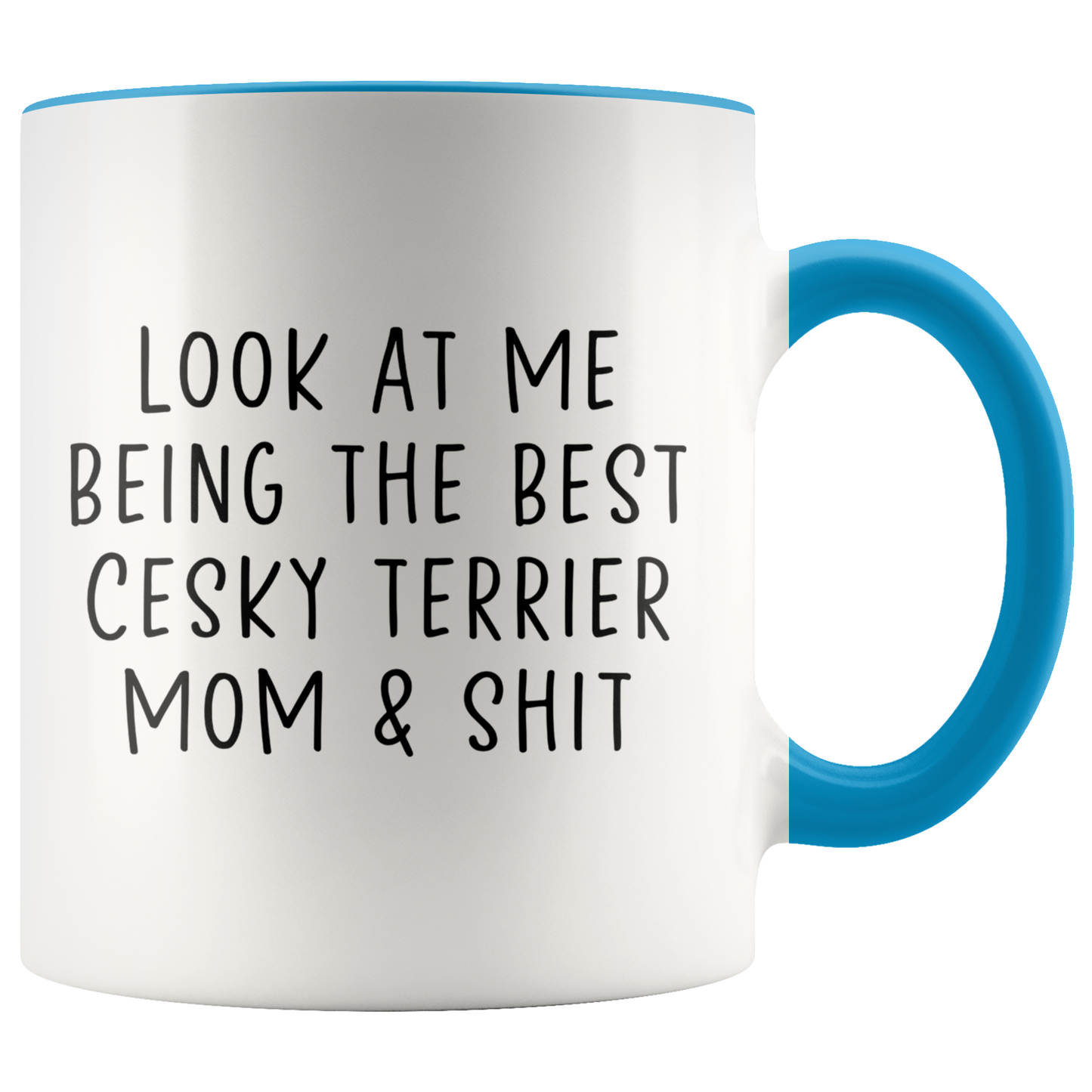 Cesky Terrier Mom Gifts, Coffee Mug, Two Tone Accent Cup, Birthday Gift for Men and Women