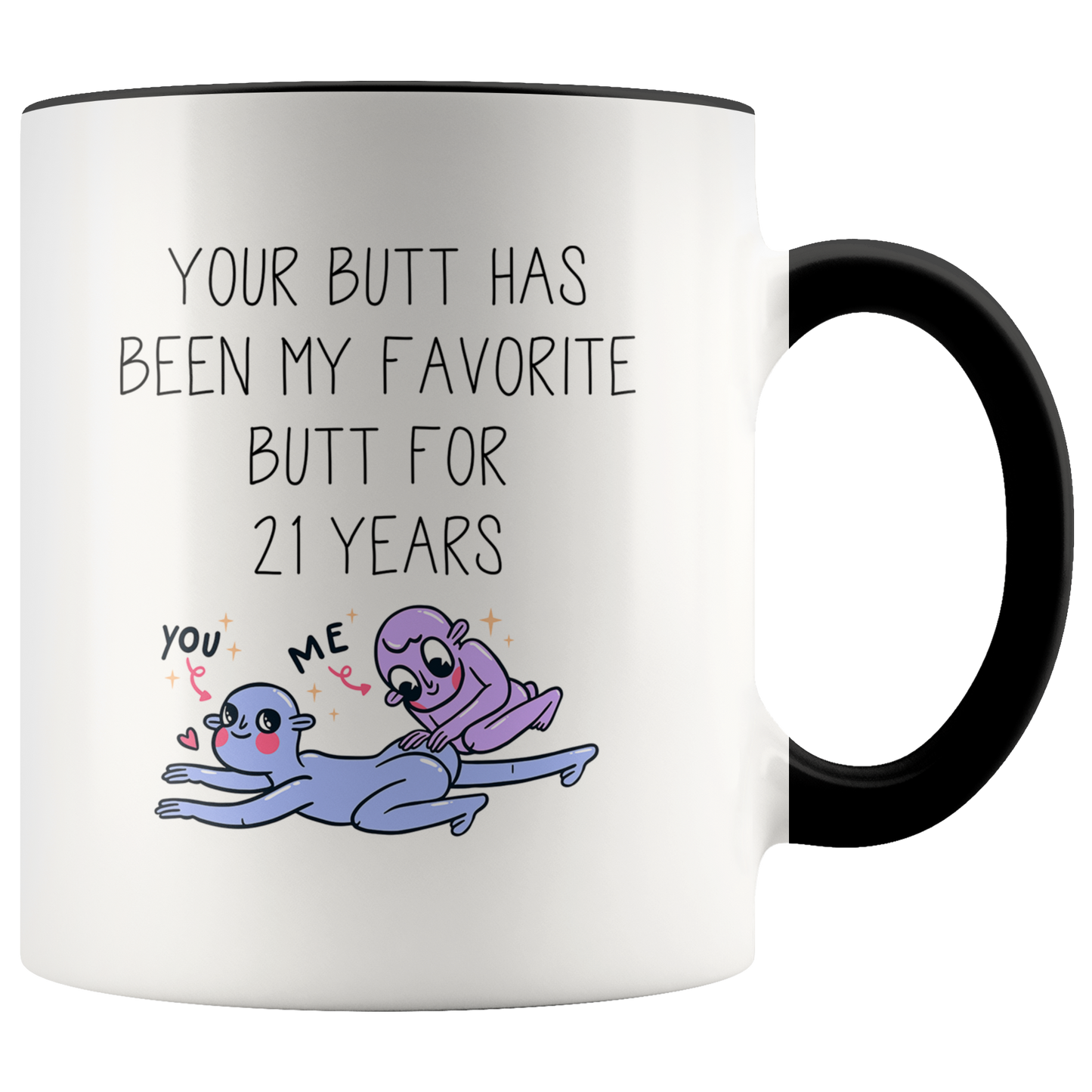 21st Anniversary Gifts, 21 Year Coffee Mug for Husband, Two Tone Accent Cup for Wife, Birthday Gift for Men and Women