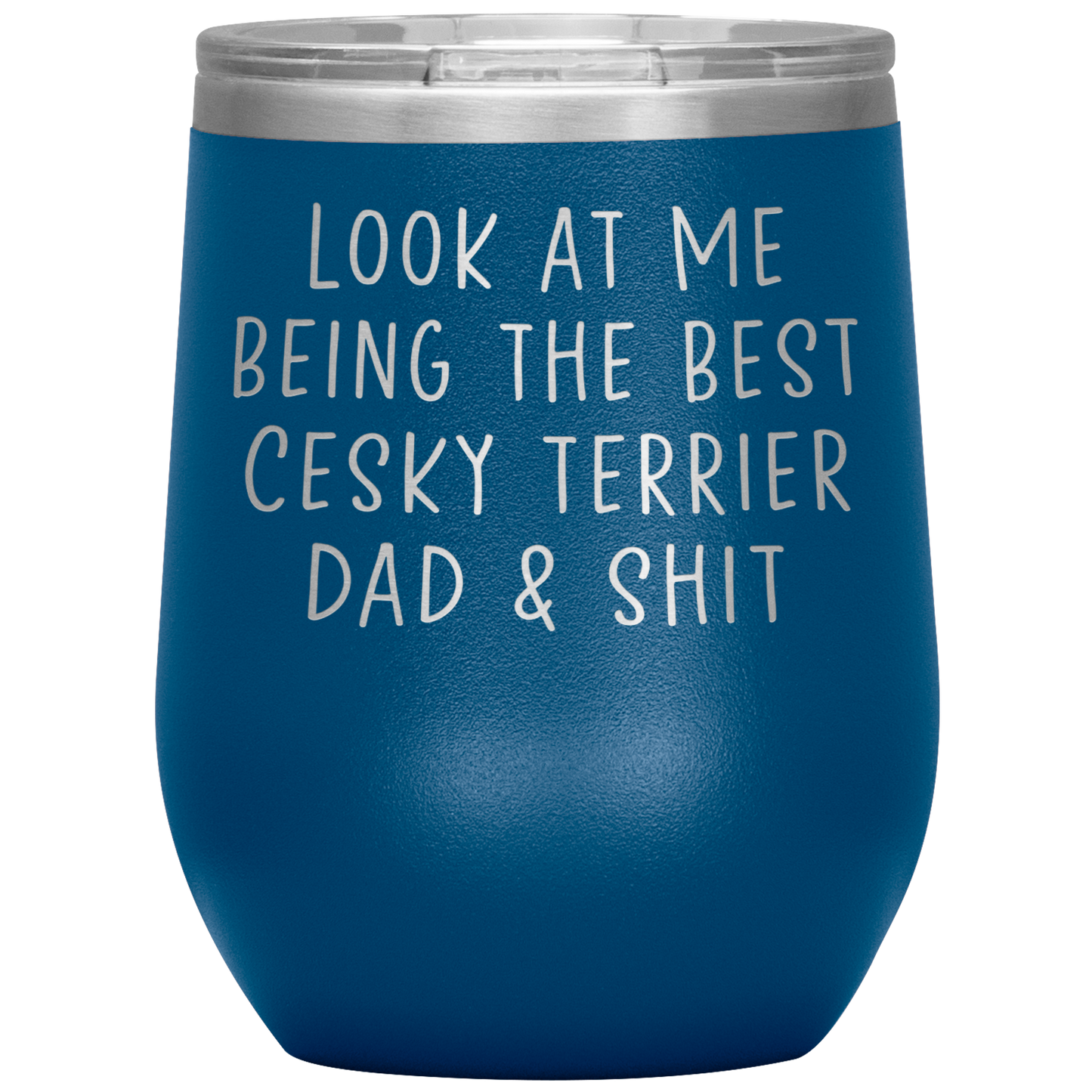 Cesky Terrier Dad Wine Tumbler, Funny Gifts, Travel Wine Cup, Birthday Gifts for Men and Women