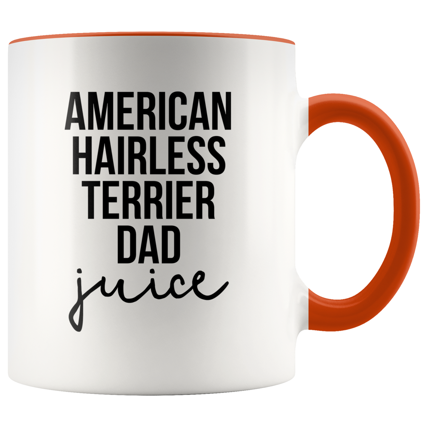 American Hairless Terrier Dad Gifts, American Hairless Terrier Dad Coffee Mug, Two Tone Accent Cup, Birthday Gift for Men and Women