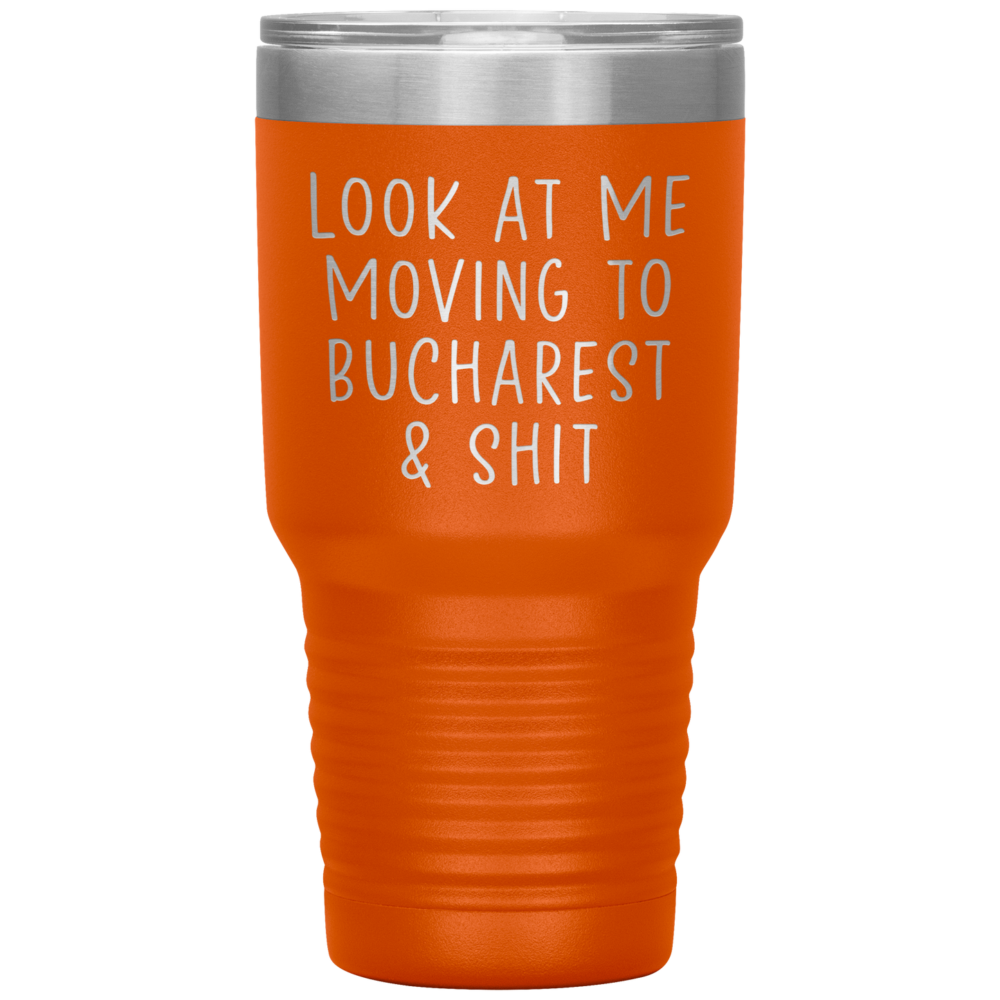 Moving to Bucharest Romania Tumbler, Funny Travel Coffee Mug, Birthday Gifts for Men and Women