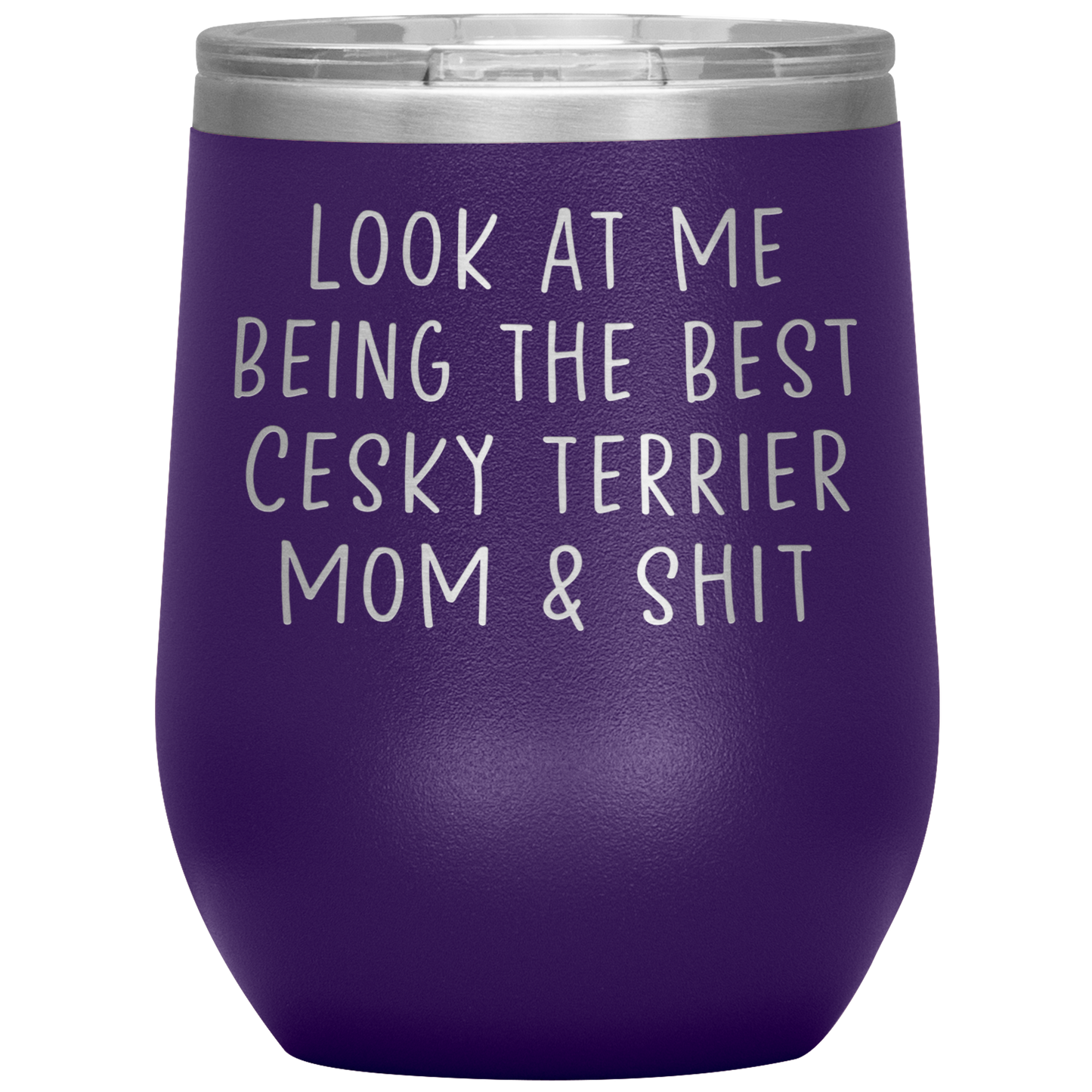 Cesky Terrier Mom Wine Tumbler, Funny Gifts, Travel Wine Cup, Birthday Gifts for Men and Women