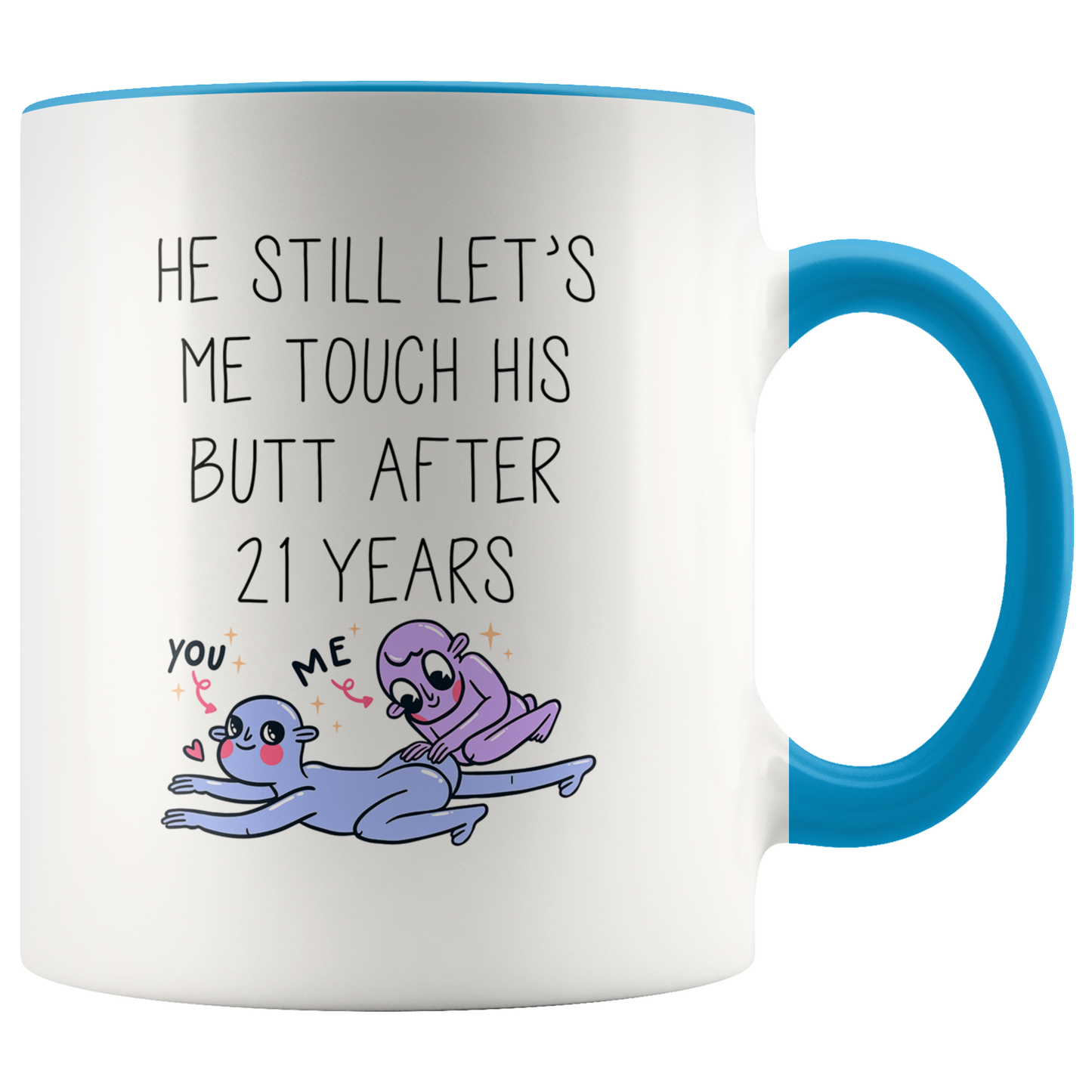 21st Anniversary Gifts, 21 Year Coffee Mug for Wife, Two Tone Accent Cup for Her, Birthday Gift for Men and Women