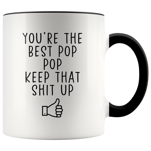 Pop Pop Gifts, Coffee Mug, Two Tone Accent Cup, Birthday Gift for Men and Women