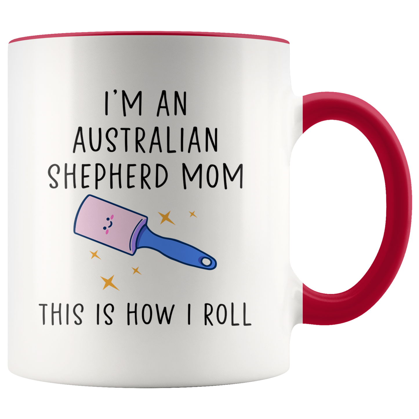 Australian Shepherd Mom Gifts, Coffee Mug, Two Tone Accent Cup, Birthday Gift for Men and Women