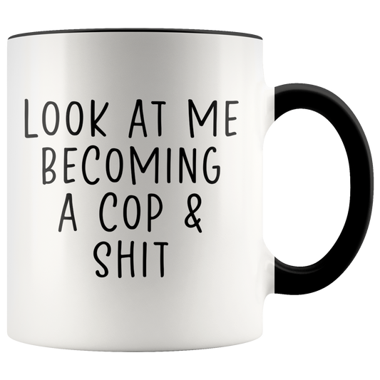 Cop Graduation Gifts, Cop Graduate Coffee Mug, Two Tone Accent Cup, Birthday Gift for Men and Women