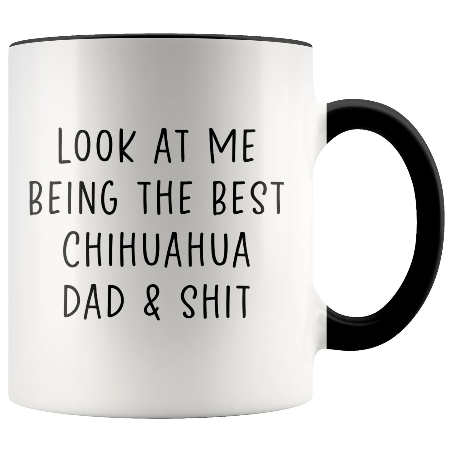 Chihuahua Dad Gifts, Coffee Mug, Two Tone Accent Cup, Birthday Gift for Men and Women