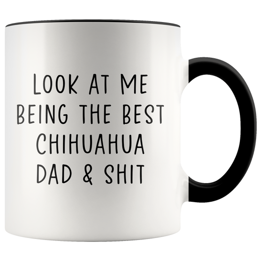 Chihuahua Dad Gifts, Coffee Mug, Two Tone Accent Cup, Birthday Gift for Men and Women