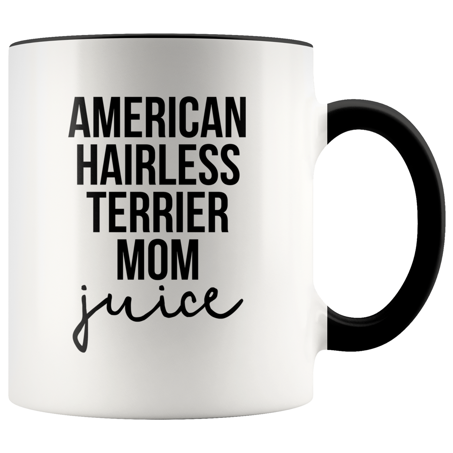 American Hairless Terrier Mom Gifts, American Hairless Terrier Mom Coffee Mug, Two Tone Accent Cup, Birthday Gift for Men and Women