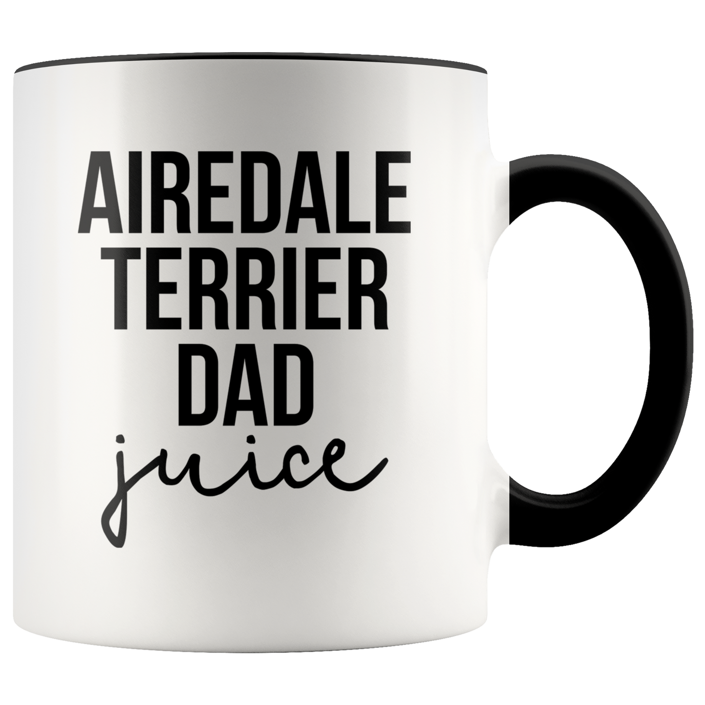 Airedale Terrier Dad Gifts, Coffee Mug, Two Tone Accent Cup, Birthday Gift for Men and Women