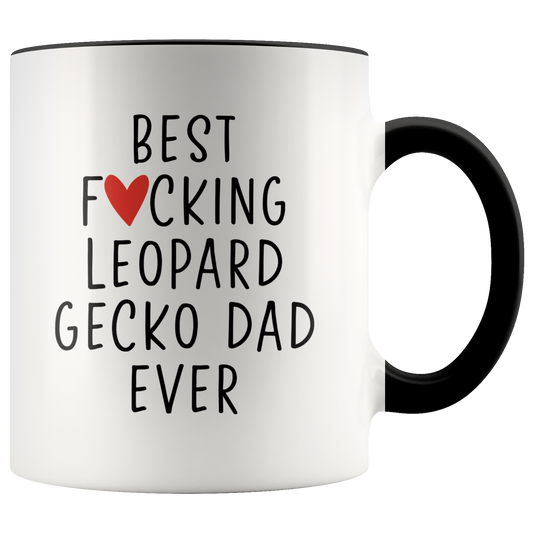 Leopard Gecko Dad Gifts, Coffee Mug, Two Tone Accent Cup, Birthday Gift for Men and Women