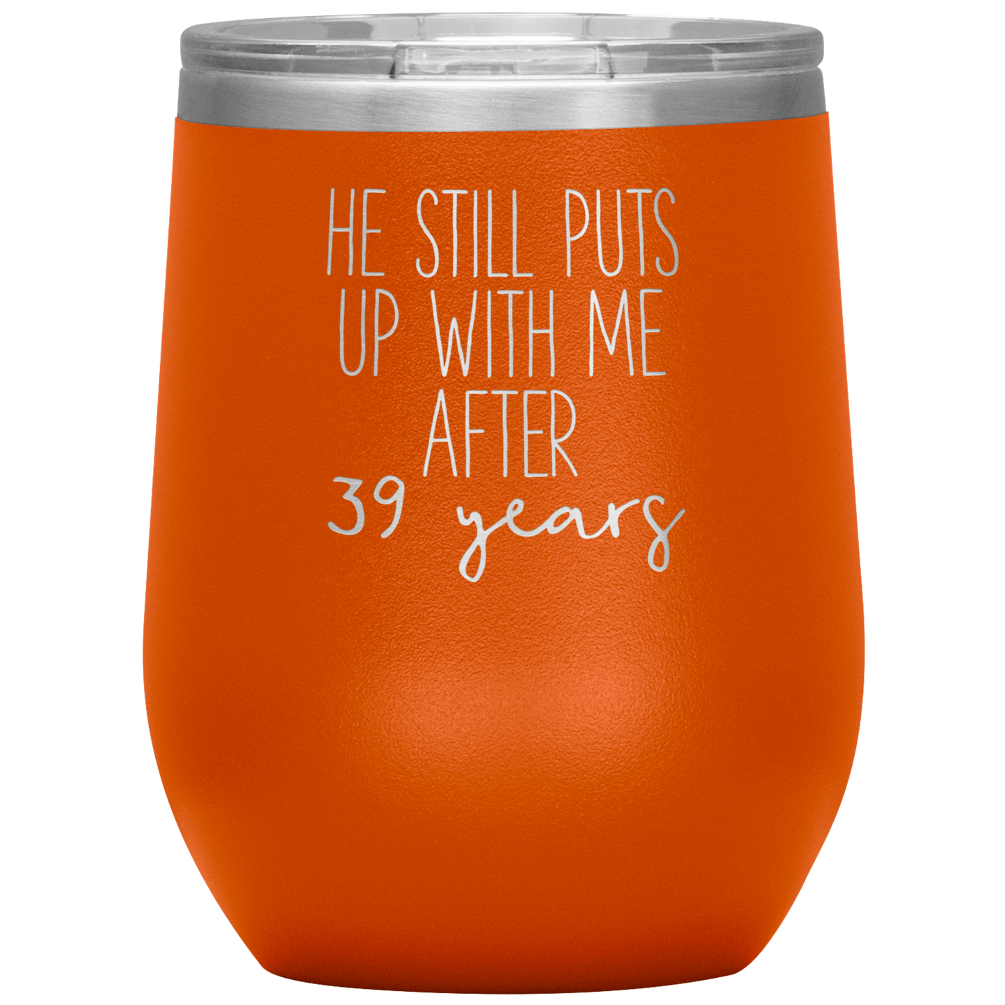 39th Anniversary Wine Tumbler, Gifts, Travel Wine Cup, Birthday Gifts for Men and Women