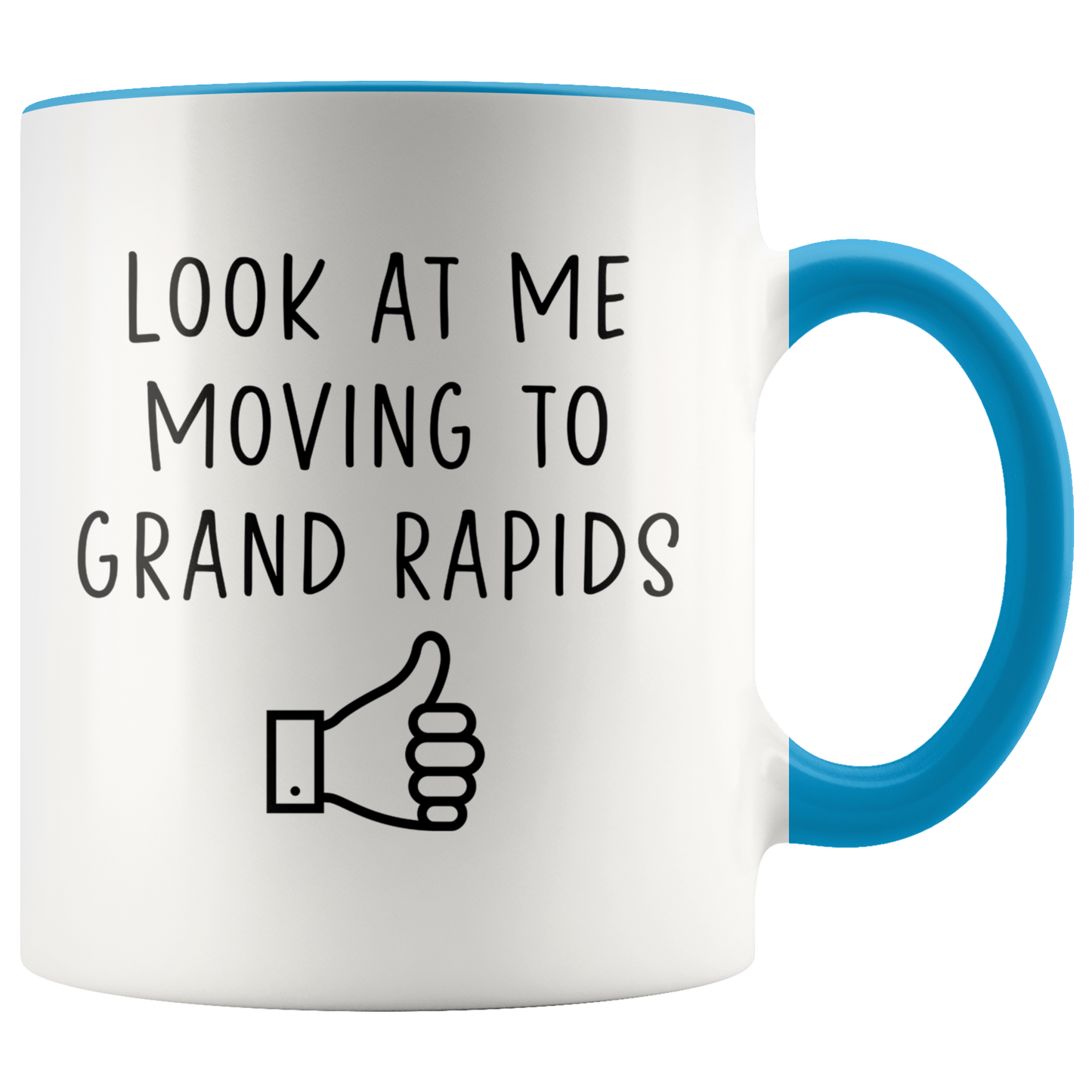 Moving to Grand Rapids Gifts, Moving Away Coffee Mug, Two Tone Accent Cup, Birthday Gift for Men and Women