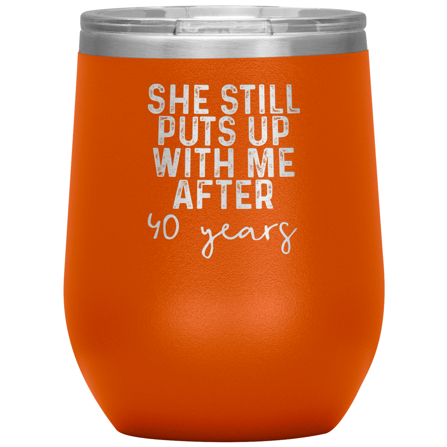 40th Anniversary Wine Tumbler, Gifts, Travel Wine Cup, Birthday Gifts for Men and Women