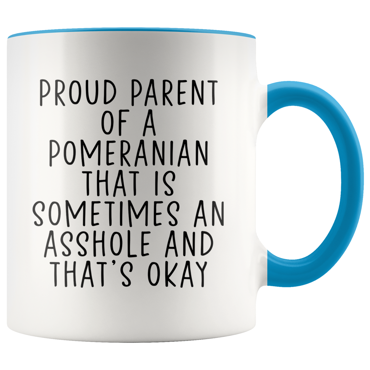 Pomeranian Lover Gifts, Pomeranian Mom Dad Coffee Mug, Two Tone Accent Cup, Birthday Gift for Men and Women