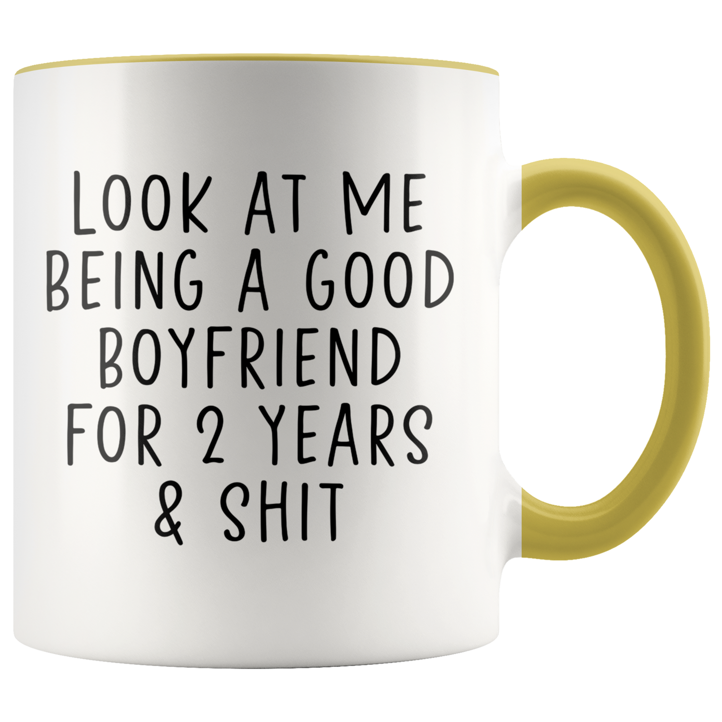 2 Years Dating Boyfriend Gifts, BF Coffee Mug, Two Tone Accent Cup, Birthday Gift for Men and Women