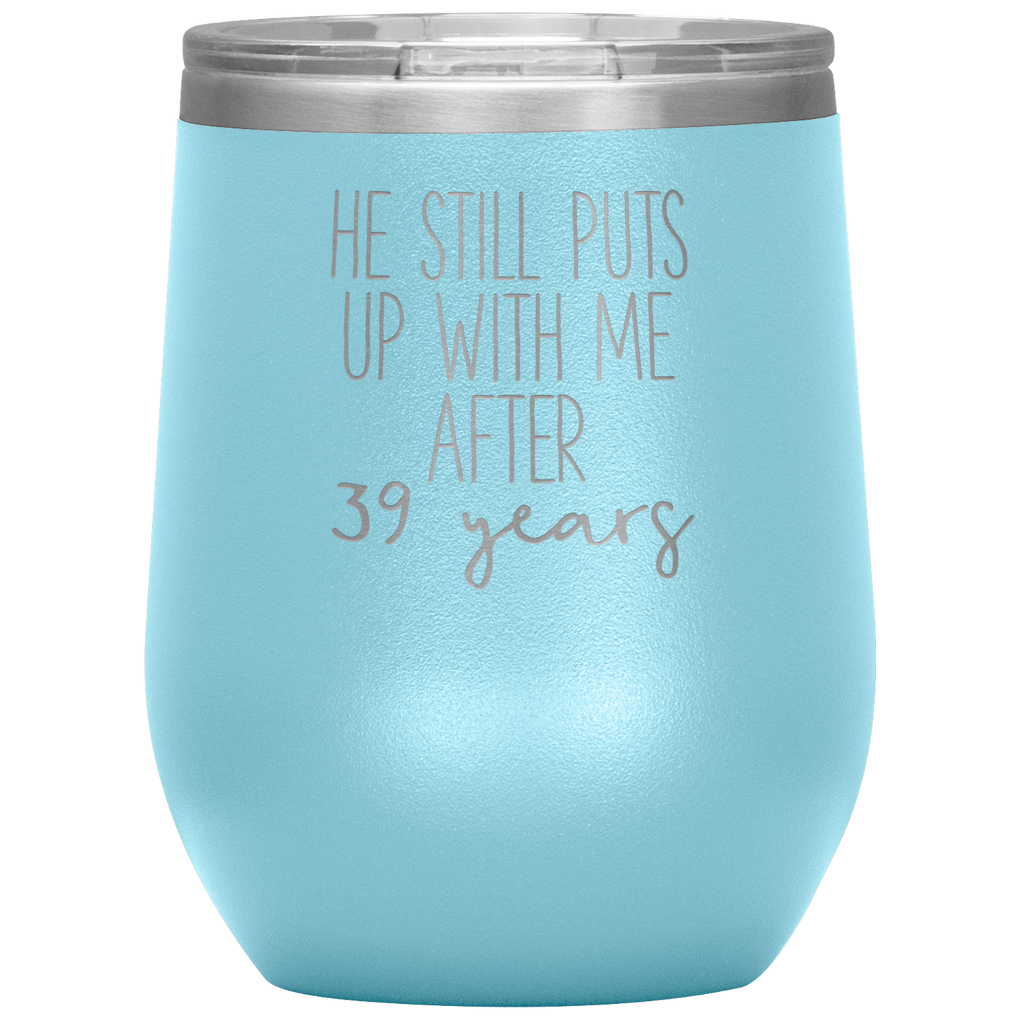 39th Anniversary Wine Tumbler, Gifts, Travel Wine Cup, Birthday Gifts for Men and Women