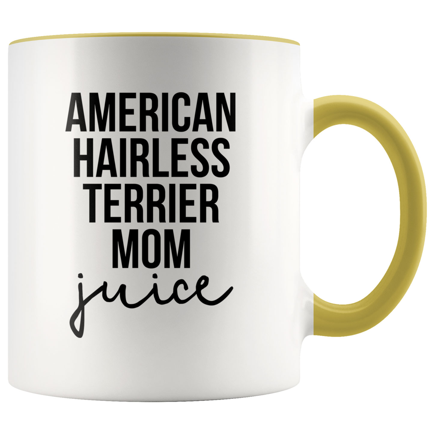 American Hairless Terrier Mom Gifts, Coffee Mug, Two Tone Accent Cup, Birthday Gift for Men and Women