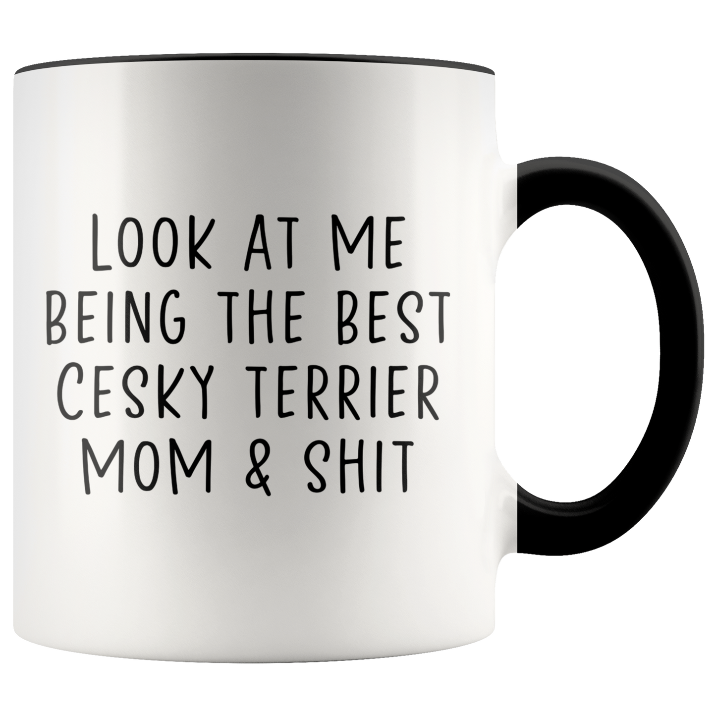 Cesky Terrier Mom Gifts, Coffee Mug, Two Tone Accent Cup, Birthday Gift for Men and Women