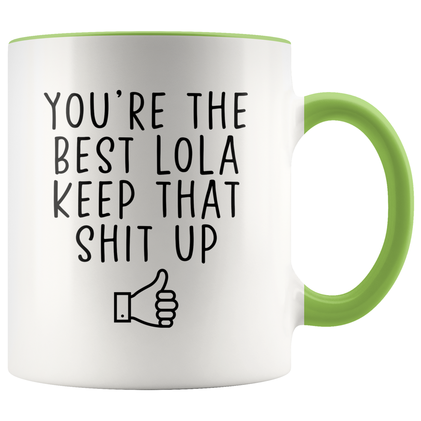 Lola Gifts, Coffee Mug, Two Tone Accent Cup, Birthday Gift for Men and Women