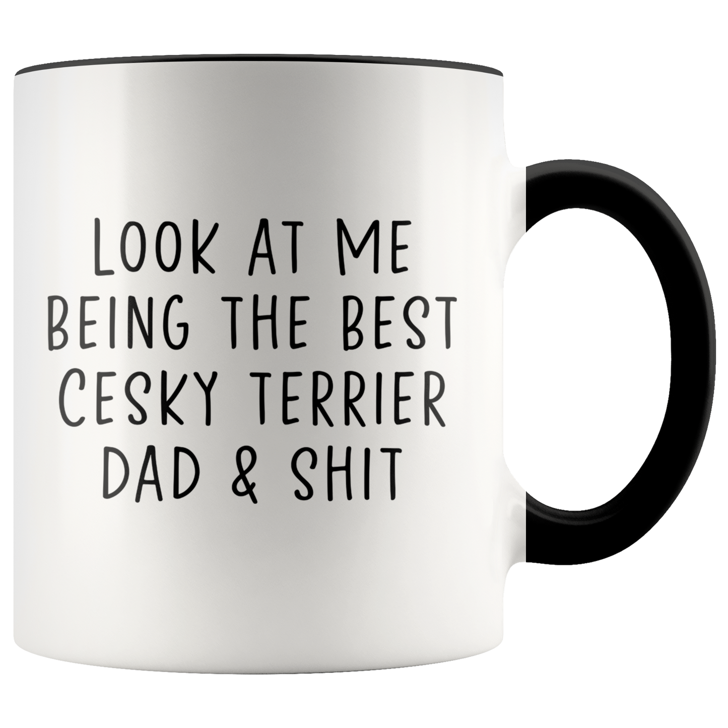 Cesky Terrier Dad Gifts, Coffee Mug, Two Tone Accent Cup, Birthday Gift for Men and Women