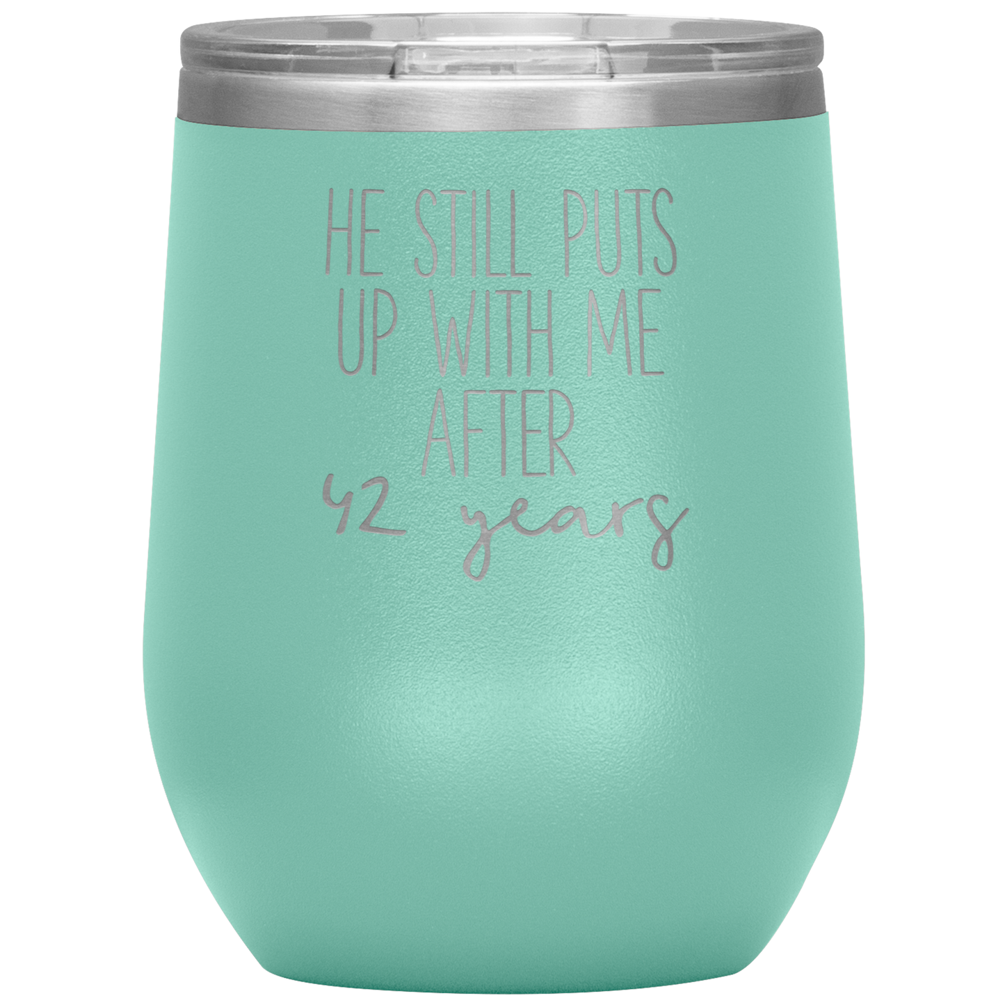 42nd Anniversary Wine Tumbler, Gifts, Travel Wine Cup, Birthday Gifts for Men and Women