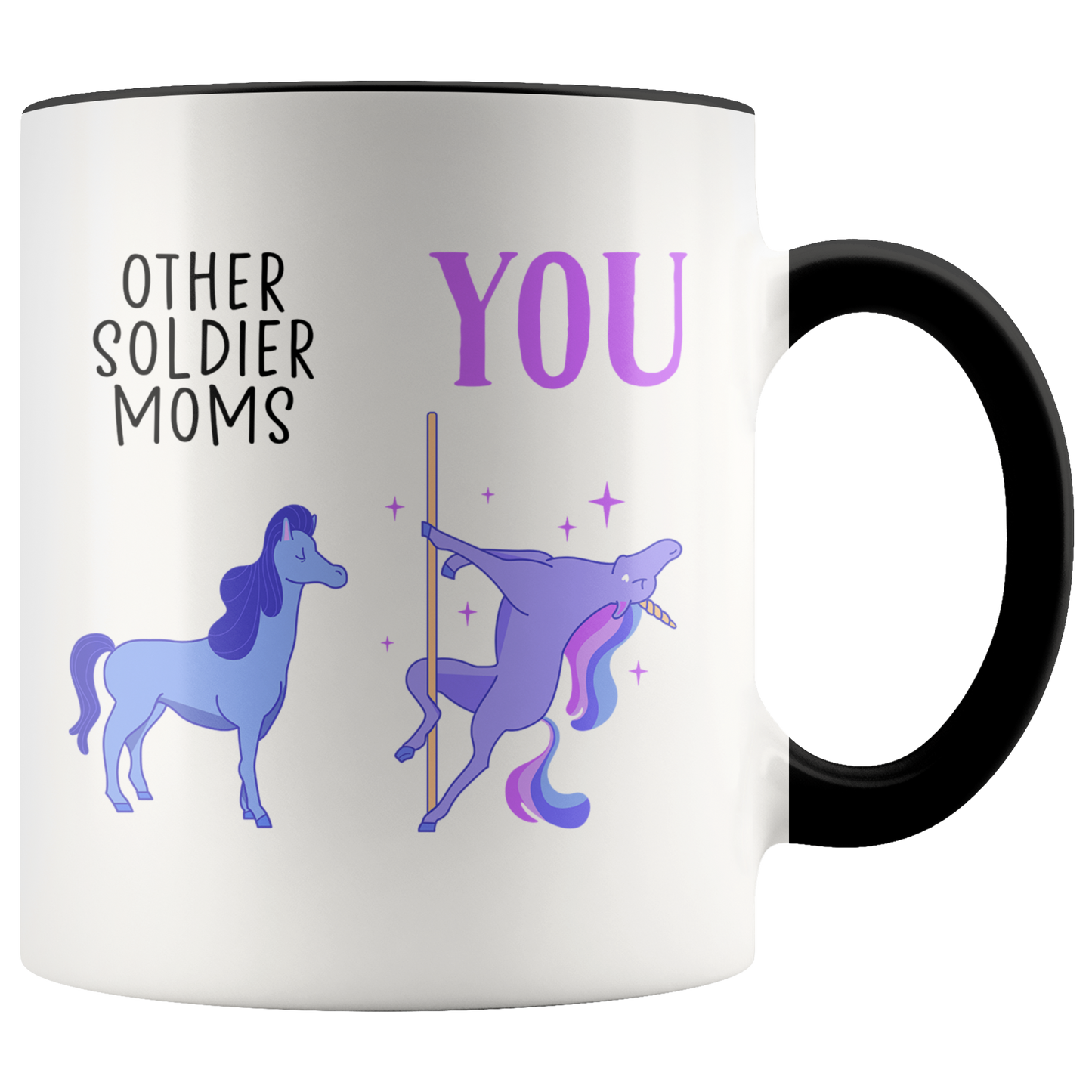 Soldier Mom Gifts, Coffee Mug, Two Tone Accent Cup, Birthday Gift for Men and Women