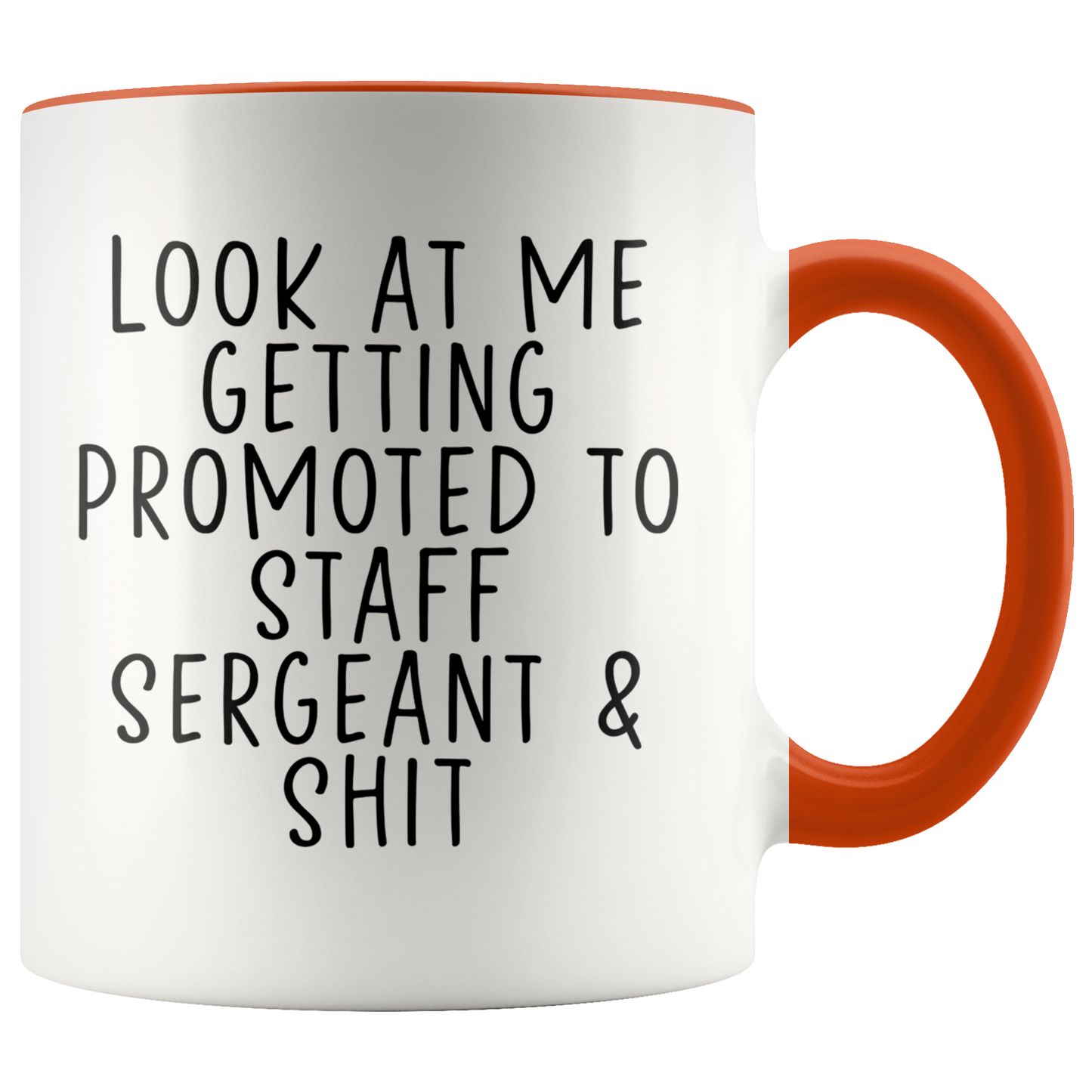 Staff Sergeant Promotion Gifts, Coffee Mug, Two Tone Accent Cup, Birthday Gift for Men and Women