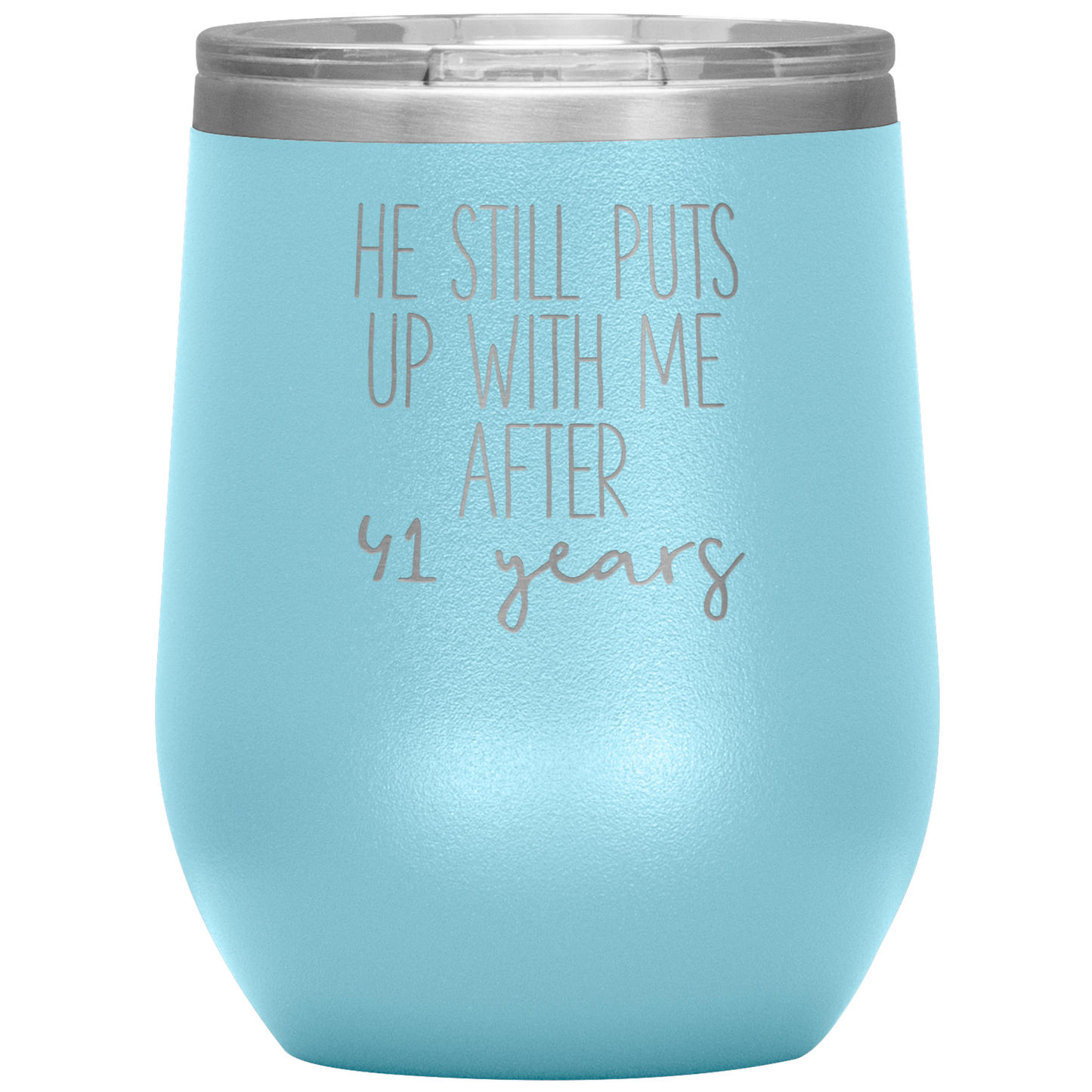 41st Anniversary Wine Tumbler, Gifts for Husband or Wife, Travel Wine Cup, Birthday Gifts for Men and Women