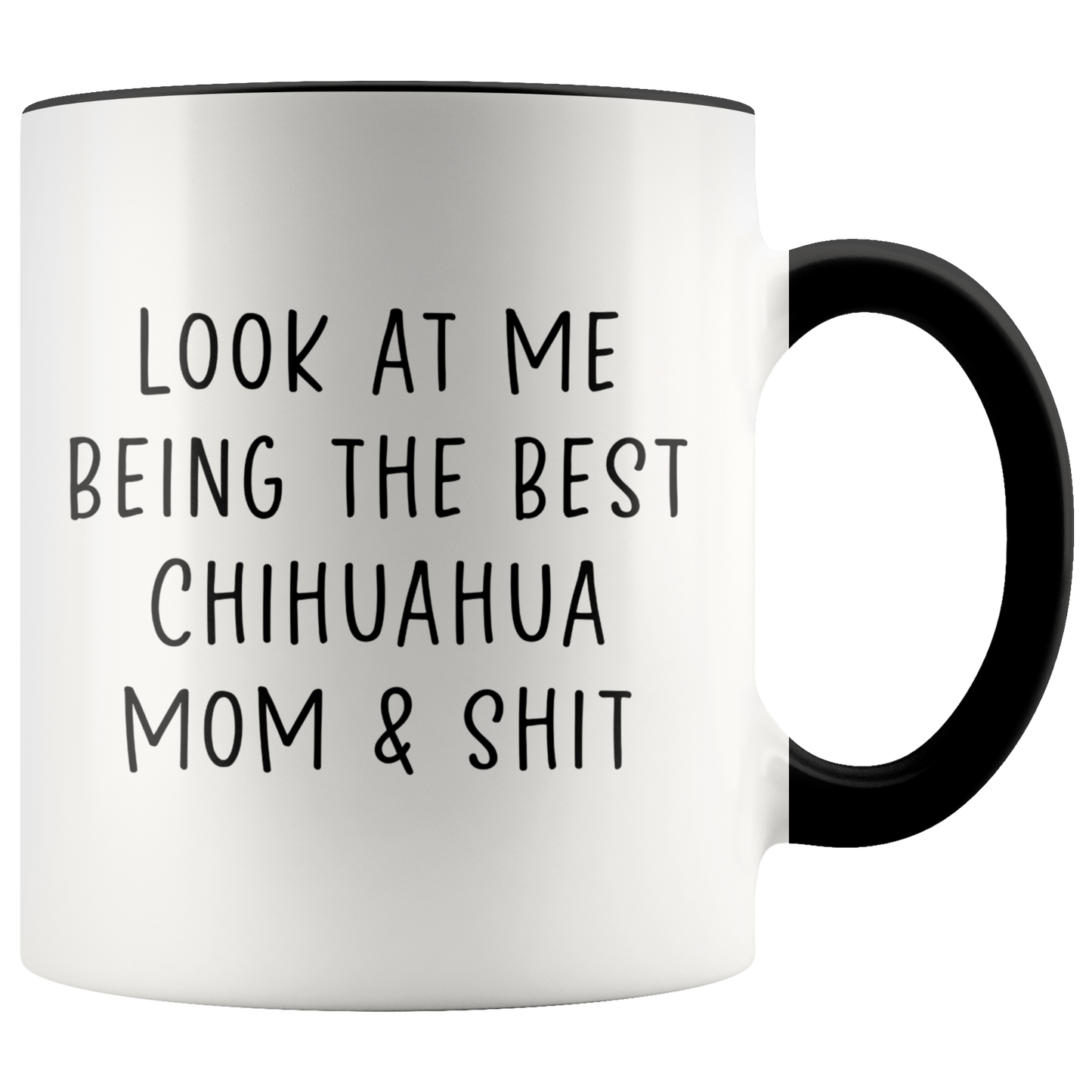 Chihuahua Mom Gifts, Coffee Mug, Two Tone Accent Cup, Birthday Gift for Men and Women