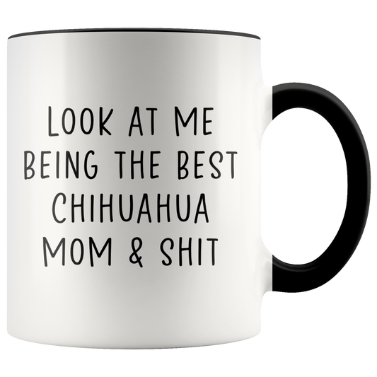 Chihuahua Mom Gifts, Coffee Mug, Two Tone Accent Cup, Birthday Gift for Men and Women