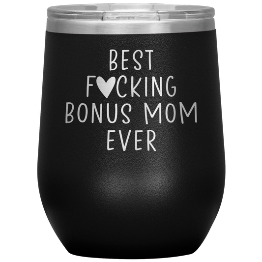 Bonus Mom Wine Tumbler, Bonus Mom Gifts, Travel Wine Cup, Birthday Gifts for Men and Women