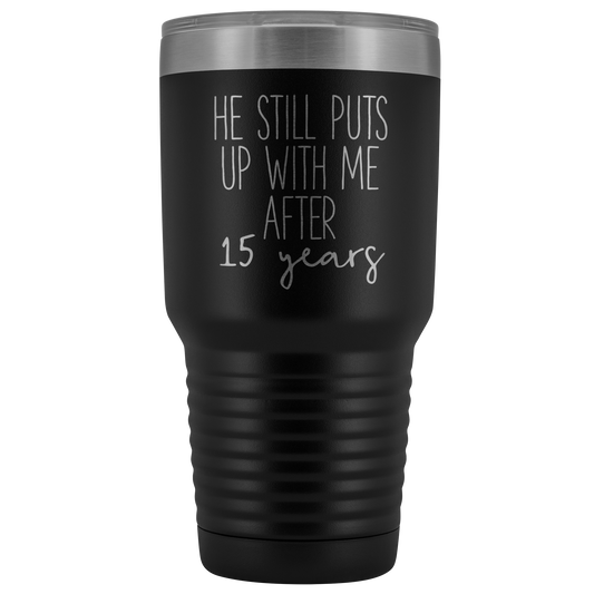 15o Anniversario Tazza, 15o Anniversario Regalo per Moglie, 15o Anniversario per Moglie, 15 Anni Anniversario Regalo per Moglie, Tumbler Mug