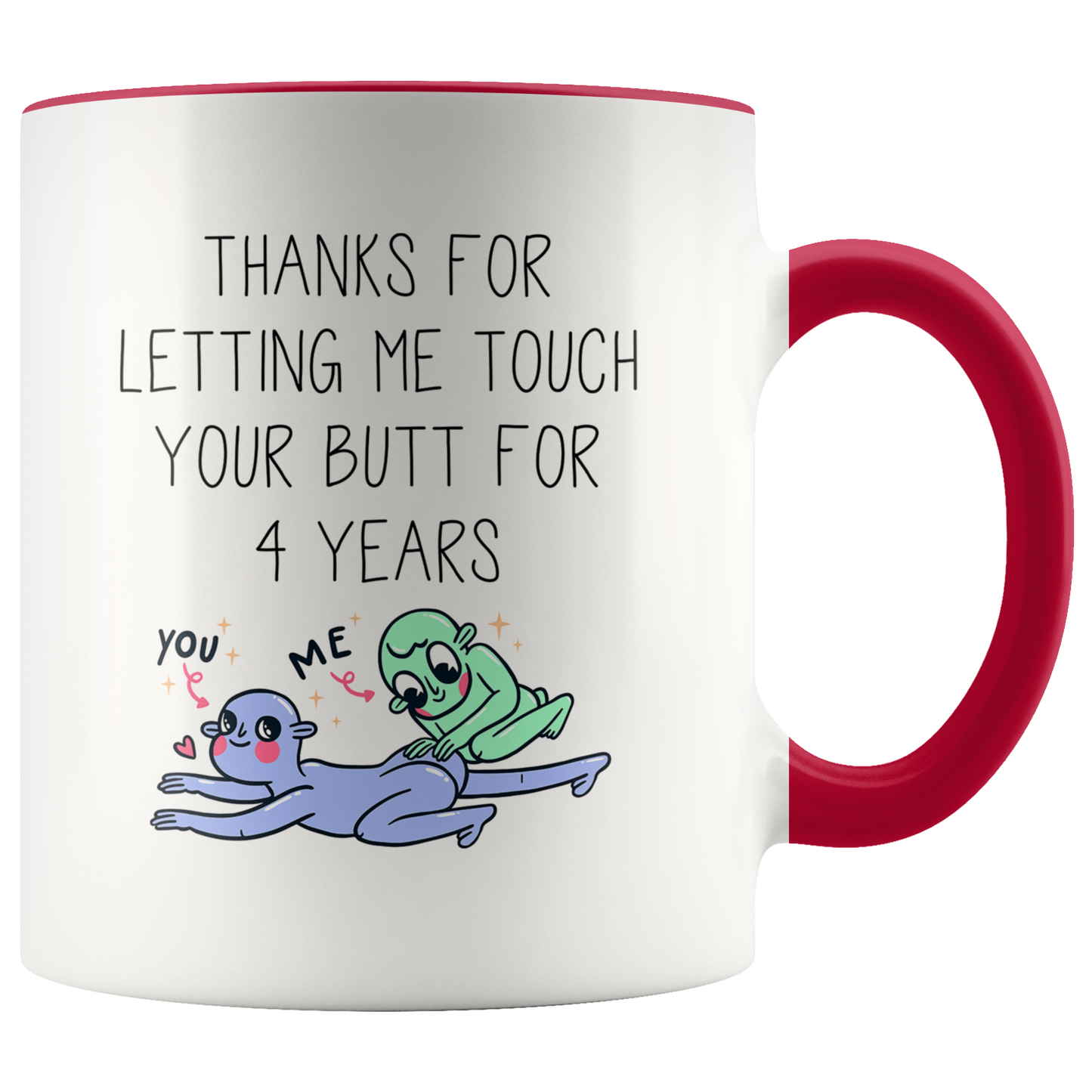 4th Anniversary Accent Mug, 4 Year Anniversary Gifts, Coffee Mug, Birthday Gifts for Men and Women