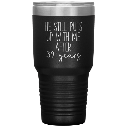 39th Anniversary Gifts for Husband, Coffee Mug, Tumbler, Birthday Gifts for Men and Women