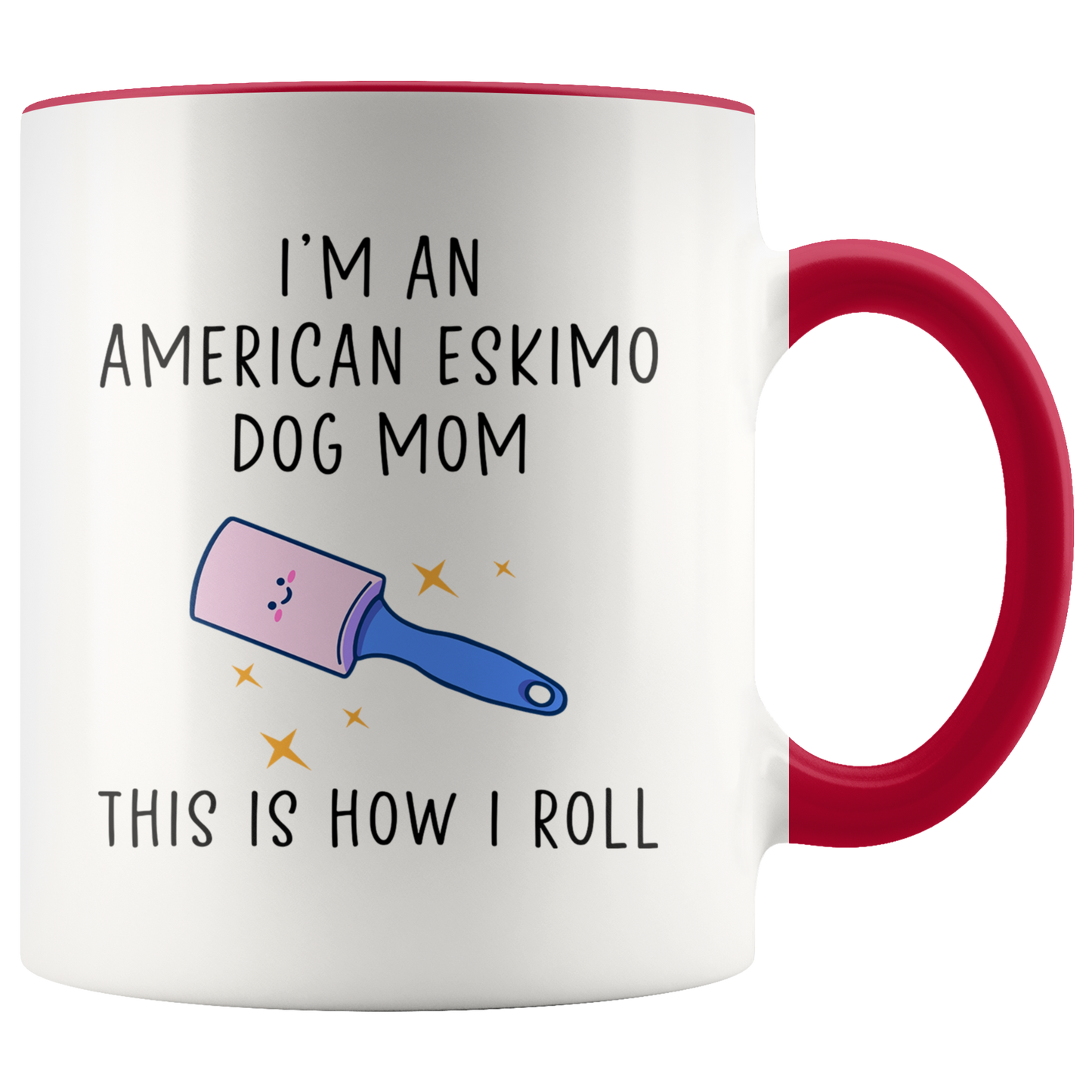 American Eskimo Dog Mom Gifts, Coffee Mug, Two Tone Accent Cup, Birthday Gift for Men and Women