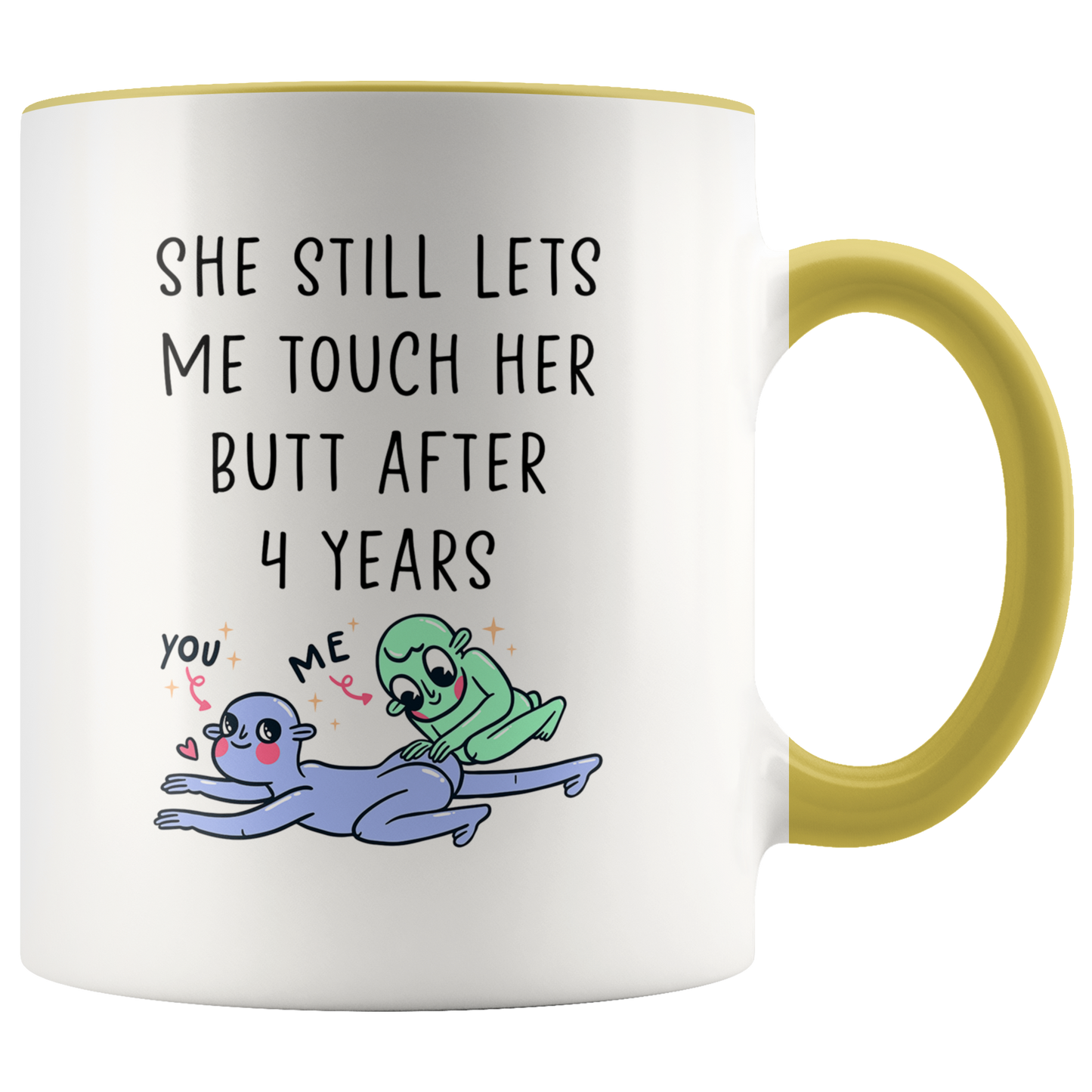 4th Anniversary Husband Accent Mug, 4 Year Anniversary Gifts, Coffee Mug, Birthday Gifts for Men and Women