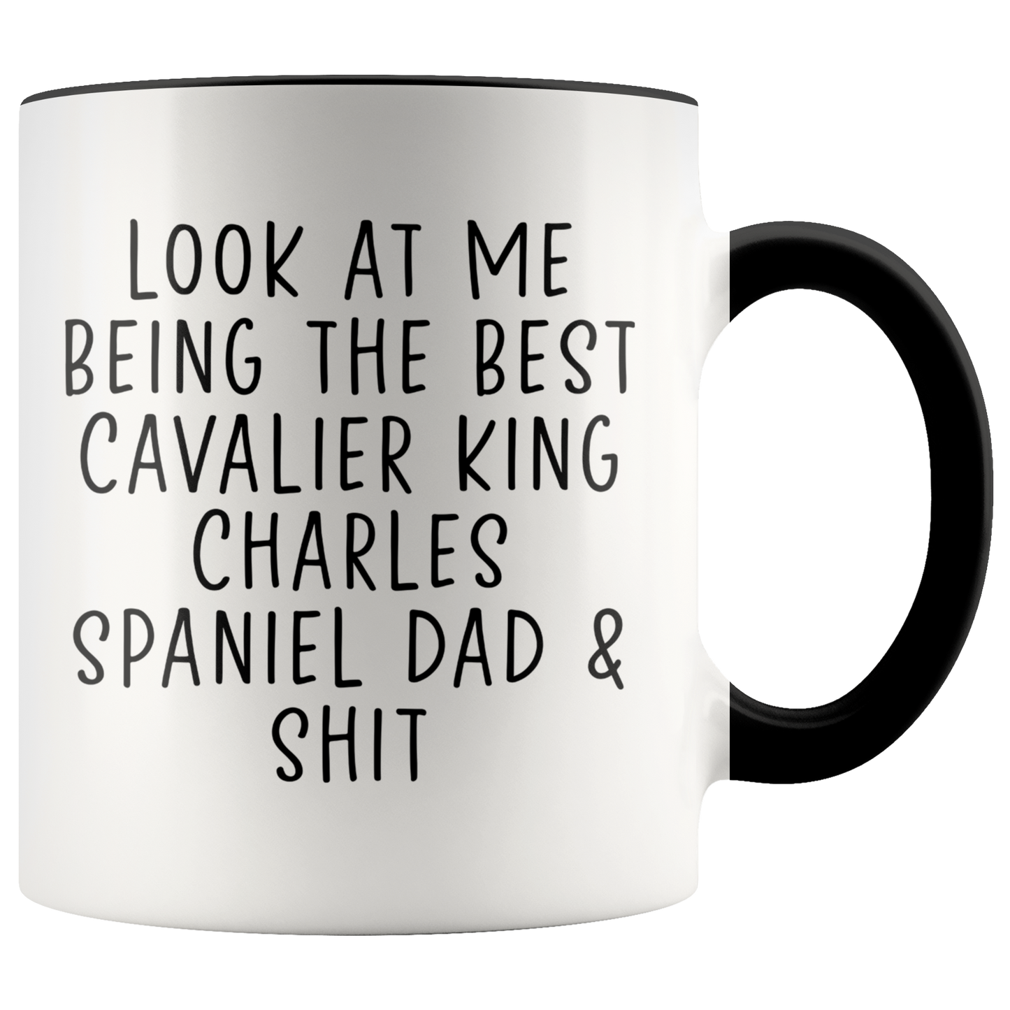 Cavalier King Charles Spaniel Dad Gifts, Coffee Mug, Two Tone Accent Cup, Birthday Gift for Men and Women