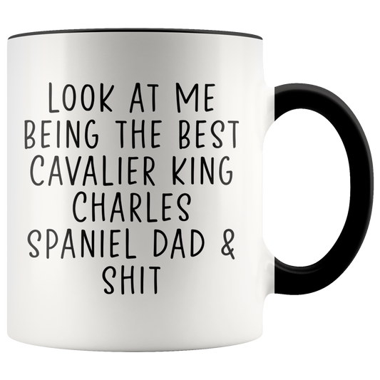 Cavalier King Charles Spaniel Dad Gifts, Coffee Mug, Two Tone Accent Cup, Birthday Gift for Men and Women