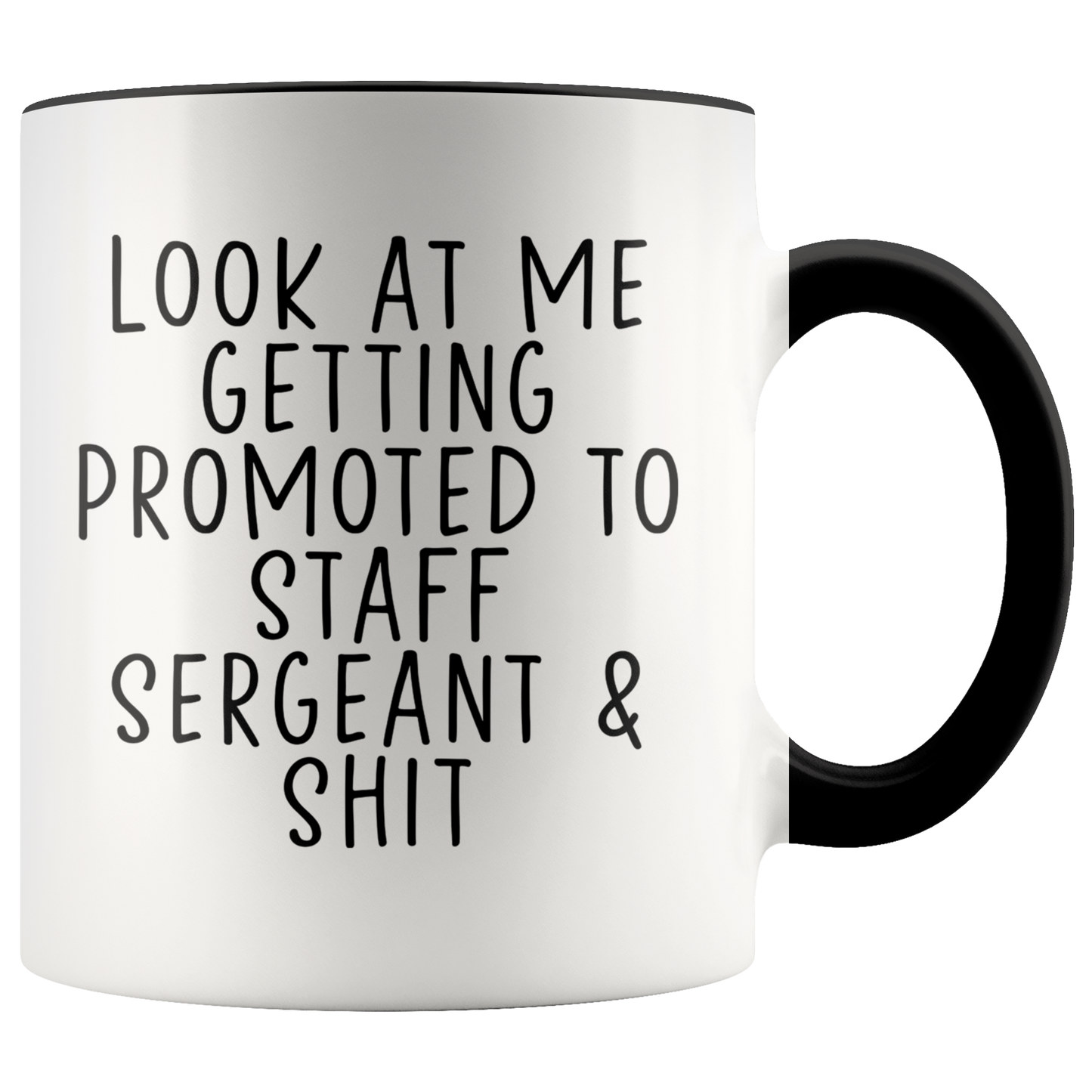 Staff Sergeant Promotion Gifts, Coffee Mug, Two Tone Accent Cup, Birthday Gift for Men and Women